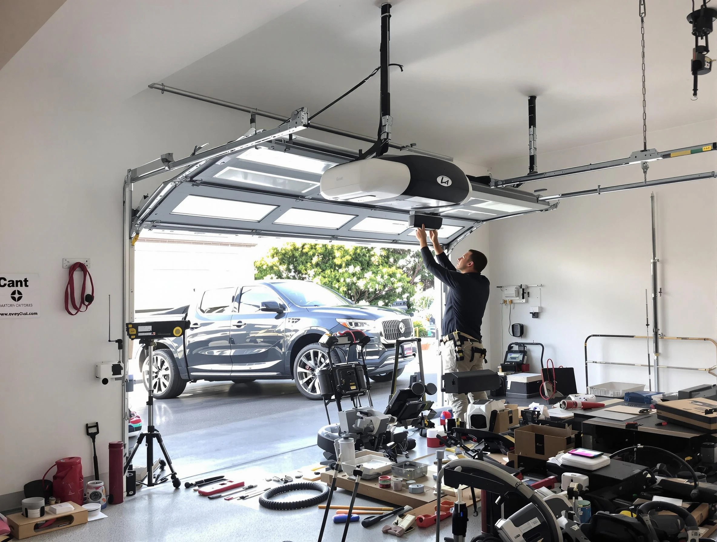 Alabaster Garage Door Repair specialist installing smart garage door opener system in Alabaster home